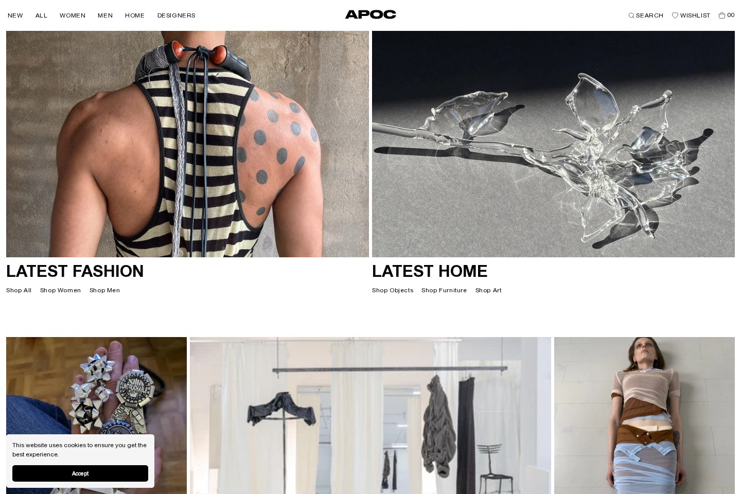Screenshot of the live APOC Store homepage